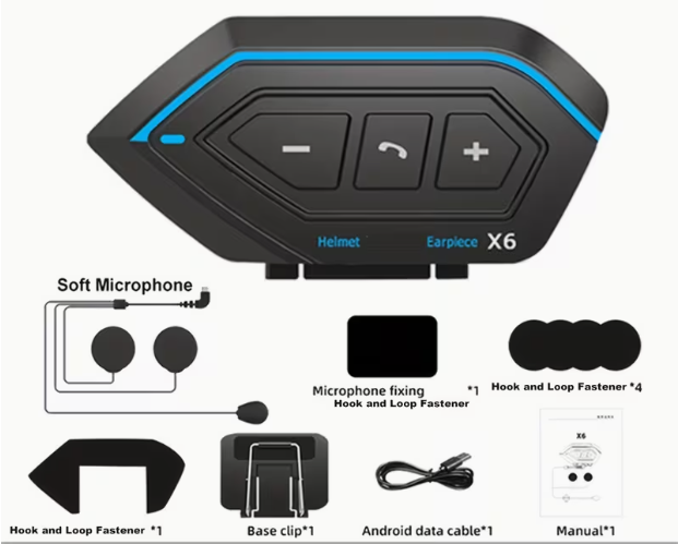 X6 Motorcycle Helmet Headset – Bluetooth 5.0 Wireless