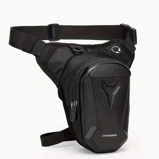 Motorcycle Leg Bag with Headphone Jack, Adjustable Shoulder Strap & Double Zipper Compartment