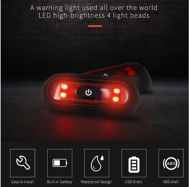 Helmet LED Safety Taillight – USB Rechargeable Warning Light