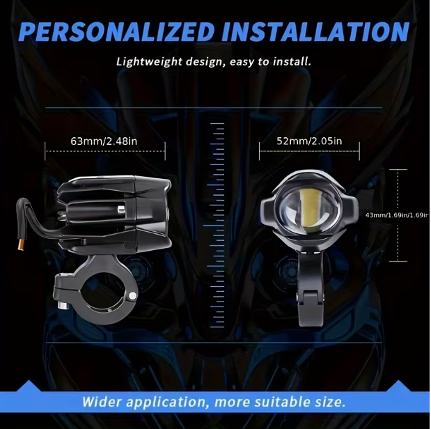 Dual Color LED Auxiliary Lights – Mini Motorcycle Spotlights (2pcs)