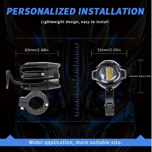 Dual Color LED Auxiliary Lights – Mini Motorcycle Spotlights (2pcs)