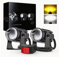 Dual Color LED Mini Headlights with Switch – 2pcs Spotlight Set