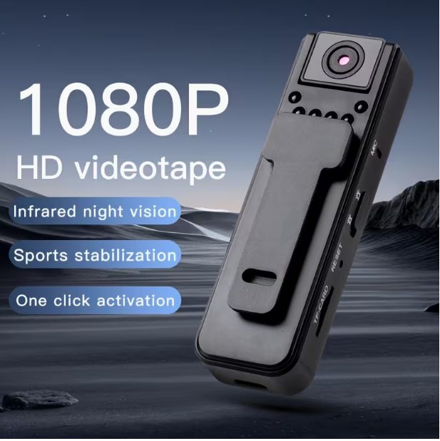 1080P Mini Body Camera – Night Vision, Motion Detection & 180° Rotating Lens