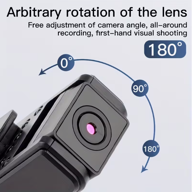 1080P Mini Body Camera – Night Vision, Motion Detection & 180° Rotating Lens