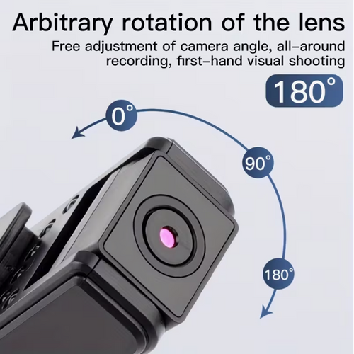 1080P Mini Body Camera – Night Vision, Motion Detection & 180° Rotating Lens