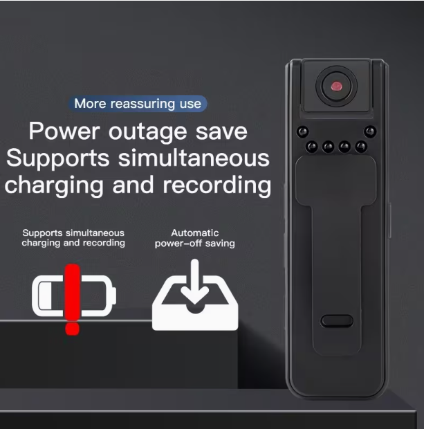 1080P Mini Body Camera – Night Vision, Motion Detection & 180° Rotating Lens