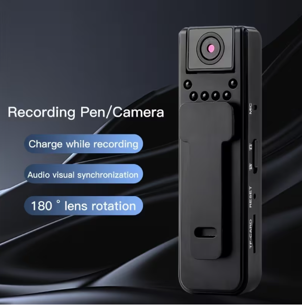 1080P Mini Body Camera – Night Vision, Motion Detection & 180° Rotating Lens